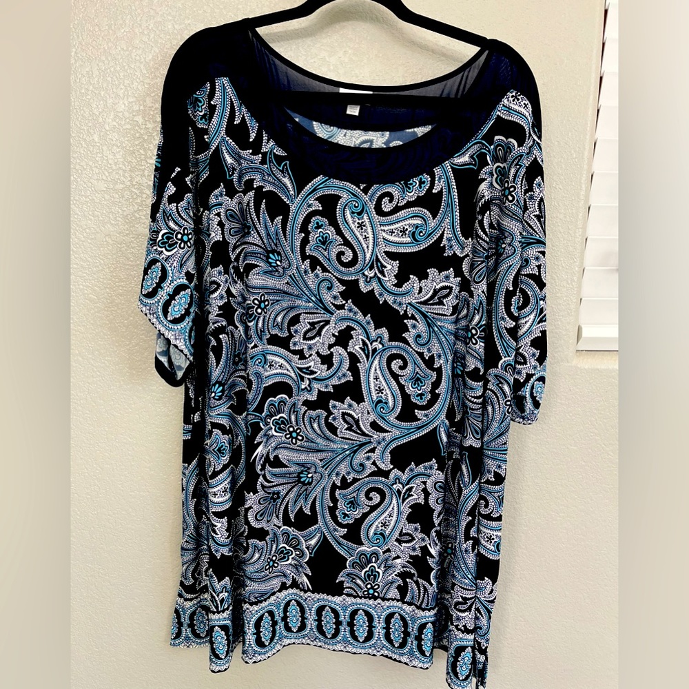 Light Blue/Navy Blue Blouse by Avenue size 26/28